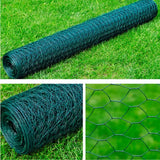 NNEVL Mesh Fence Galvanised Steel Hexagon 1x25 m Dark Green