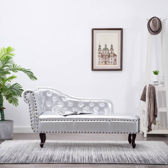 NNEVL Chaise Longue Silver Faux Leather