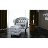 NNEVL Tub Chair with Footstool Silver Faux Leather