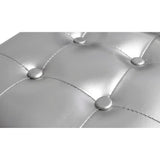 NNEVL Tub Chair with Footstool Silver Faux Leather