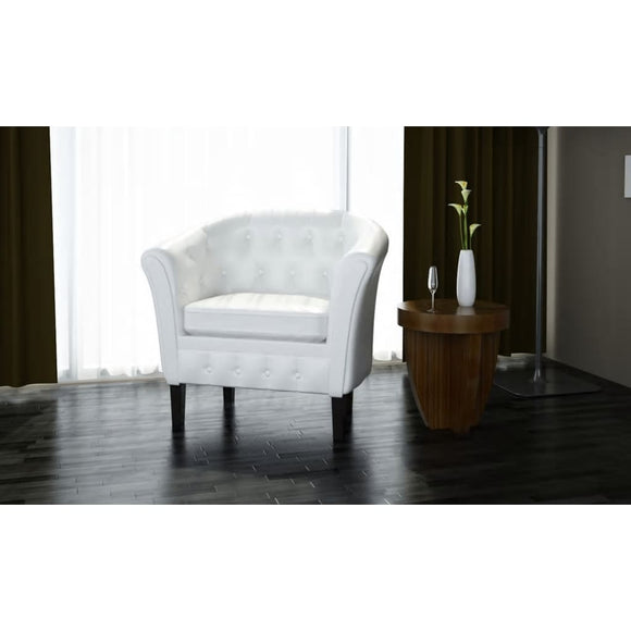 NNEVL Tub Chair White Faux Leather
