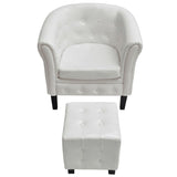 NNEVL Tub Chair with Footstool White Faux Leather
