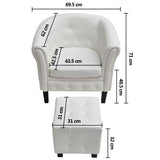 NNEVL Tub Chair with Footstool White Faux Leather