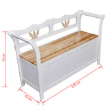 NNEVL Storage Bench 126x42x75 cm Wood White