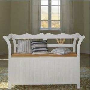 NNEVL Storage Bench 126x42x75 cm Wood White