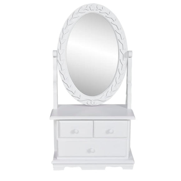 NNEVL Vanity Makeup Table with Oval Swing Mirror MDF