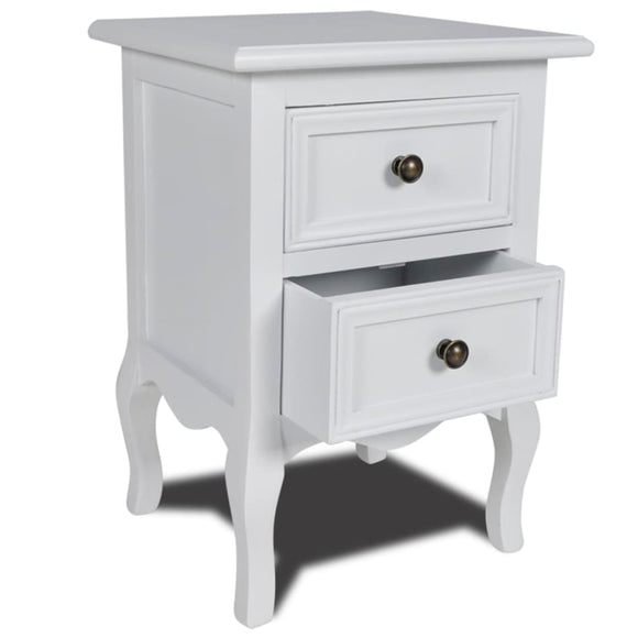 NNEVL Nightstand with 2 Drawers MDF White