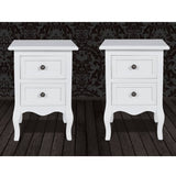 NNEVL Nightstands 2 pcs with 2 Drawers MDF White