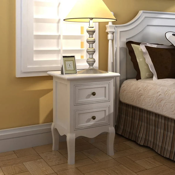 NNEVL Nightstands 2 pcs with 2 Drawers MDF White