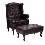NNEVL Armchair with Footstool Dark Brown Faux Leather