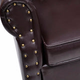 NNEVL Armchair with Footstool Dark Brown Faux Leather