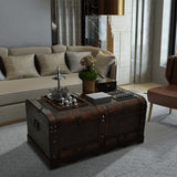 NNEVL Wooden Treasure Chest Large Brown