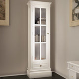 NNEVL Chic Bookcase Cabinet with 3 Shelves White Wooden