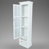 NNEVL Chic Bookcase Cabinet with 3 Shelves White Wooden