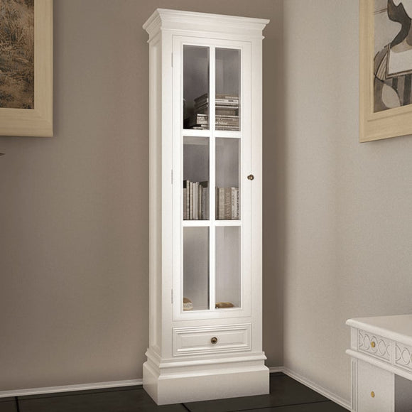 NNEVL Chic Bookcase Cabinet with 3 Shelves White Wooden