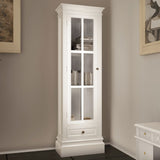 NNEVL Chic Bookcase Cabinet with 3 Shelves White Wooden