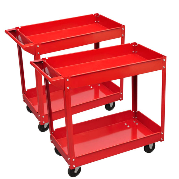 NNEVL 2 x Workshop Tool Trolley 100 kg 2 Shelves