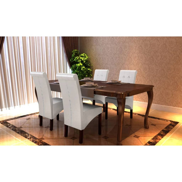 NNEVL Dining Chairs 4 pcs White Faux Leather
