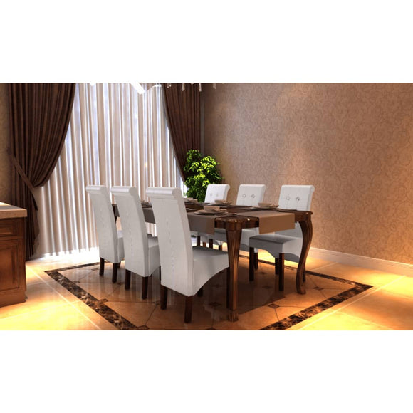 NNEVL Dining Chairs 6 pcs White Faux Leather