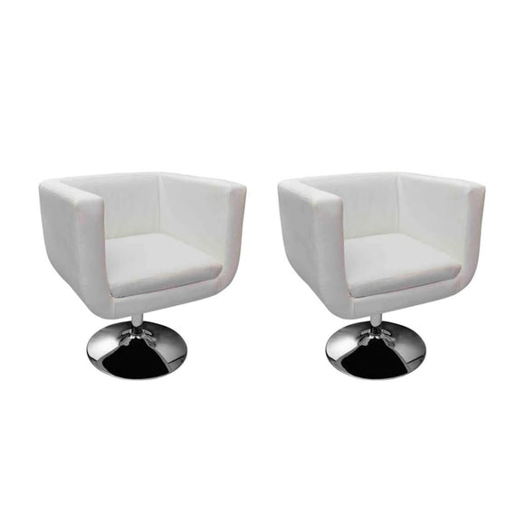 NNEVL Bar Chairs 2 pcs White Faux Leather
