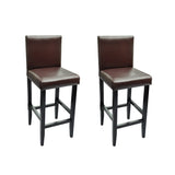 NNEVL Bar Stools 2 pcs Dark Brown Faux Leather