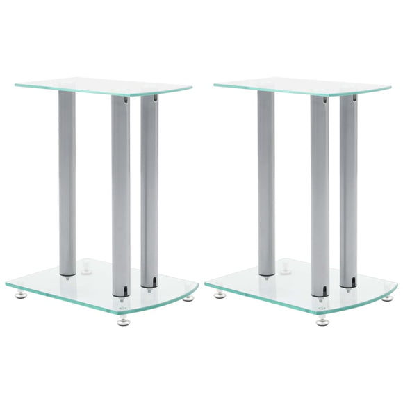 NNEVL Aluminum Speaker Stands Transparent Safety Glass 2pcs