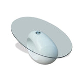 NNEVL Coffee Table with Oval Glass Top High Gloss White