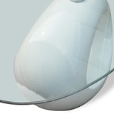 NNEVL Coffee Table with Oval Glass Top High Gloss White