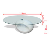 NNEVL Coffee Table with Oval Glass Top High Gloss White