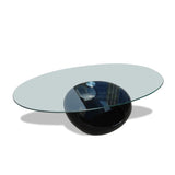 NNEVL Coffee Table with Oval Glass Top High Gloss Black