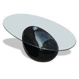 NNEVL Coffee Table with Oval Glass Top High Gloss Black