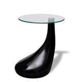 NNEVL Coffee Table with Round Glass Top High Gloss Black