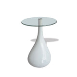 NNEVL Coffee Table 2 pcs with Round Glass Top High Gloss White