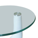 NNEVL Coffee Table 2 pcs with Round Glass Top High Gloss White