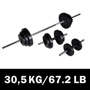 NNEVL Barbell +2 Dumbbell Set 30.5kg
