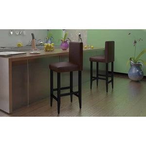 NNEVL Bar Stools 4 pcs Dark Brown Faux Leather