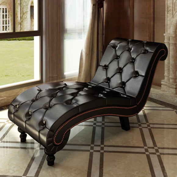NNEVL Chaise Longue Brown Faux Leather