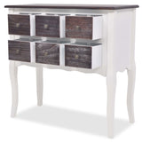 NNEVL Console Cabinet 6 Drawers Brown and White Wood