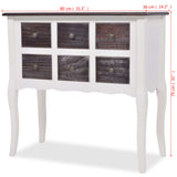 NNEVL Console Cabinet 6 Drawers Brown and White Wood