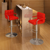 NNEVL Bar Stools 2 pcs Red Faux Leather