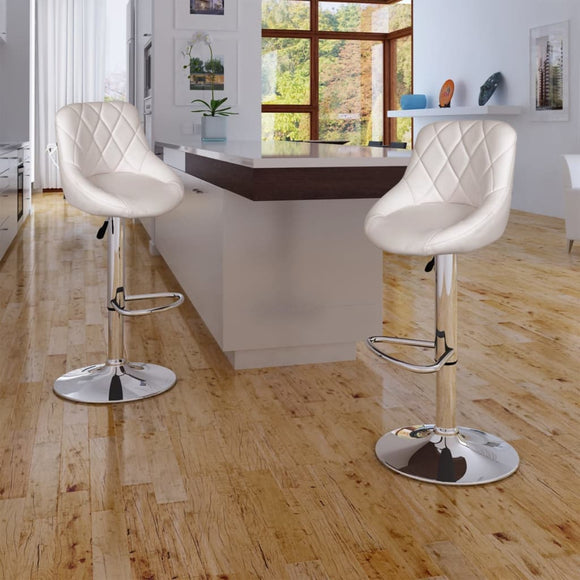 NNEVL Bar Stools 2 pcs White Faux Leather