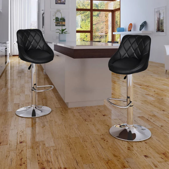 NNEVL Bar Stools 2 pcs Black Faux Leather