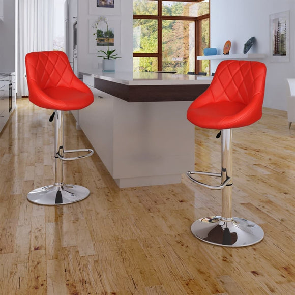 NNEVL Bar Stools 2 pcs Red Faux Leather