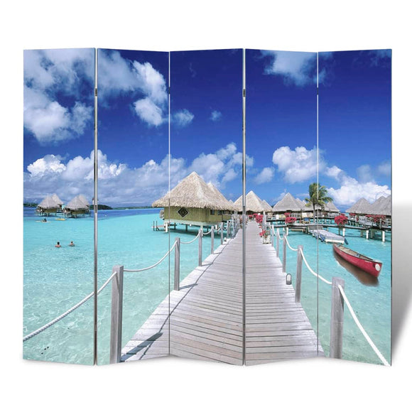 NNEVL Folding Room Divider Print 200 x 170 Beach