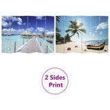 NNEVL Folding Room Divider Print 217x170cm Beach