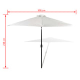 NNEVL Parasol Sand White 3m Steel Pole