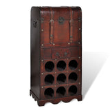 NNEVL Wooden Wine Rack for 9 Bottles with Storage