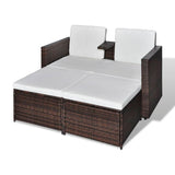 NNEVL 4 Piece Garden Lounge Set with Cushions Poly Rattan Brown