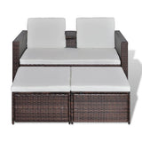 NNEVL 4 Piece Garden Lounge Set with Cushions Poly Rattan Brown