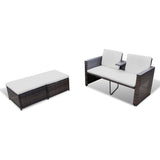 NNEVL 4 Piece Garden Lounge Set with Cushions Poly Rattan Brown